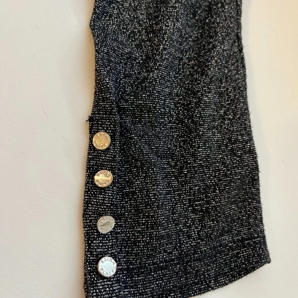 WHITE HOUSE BLACK MARKET Off Shoulder Blouse Top Sz S Shimmery Cuff Detail - Picture 12 of 13
